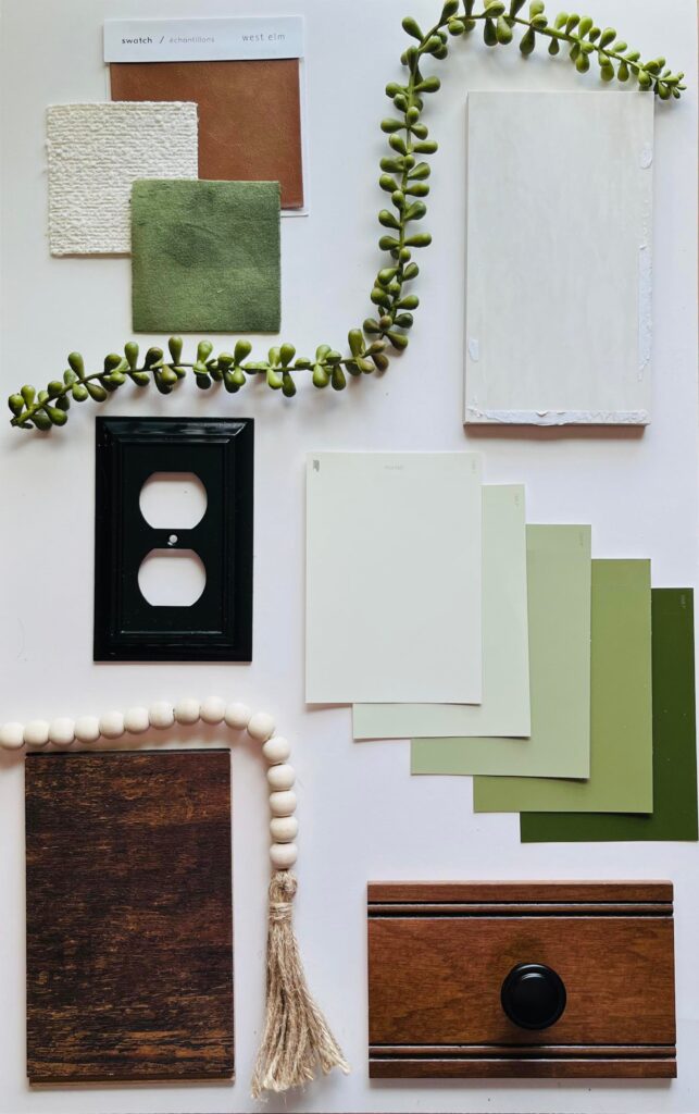 natural and green concept material mood board