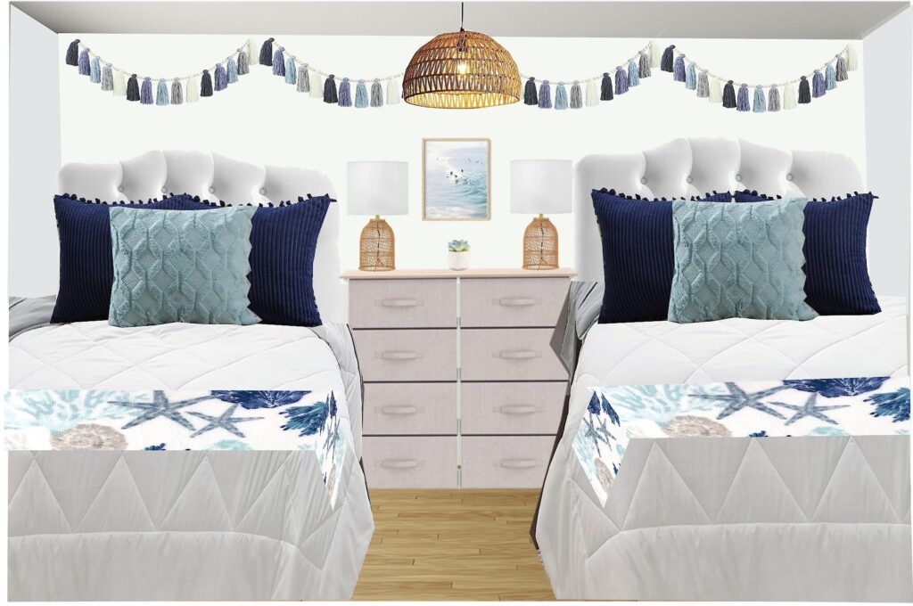 Coastal Dorm Room E-Design Board